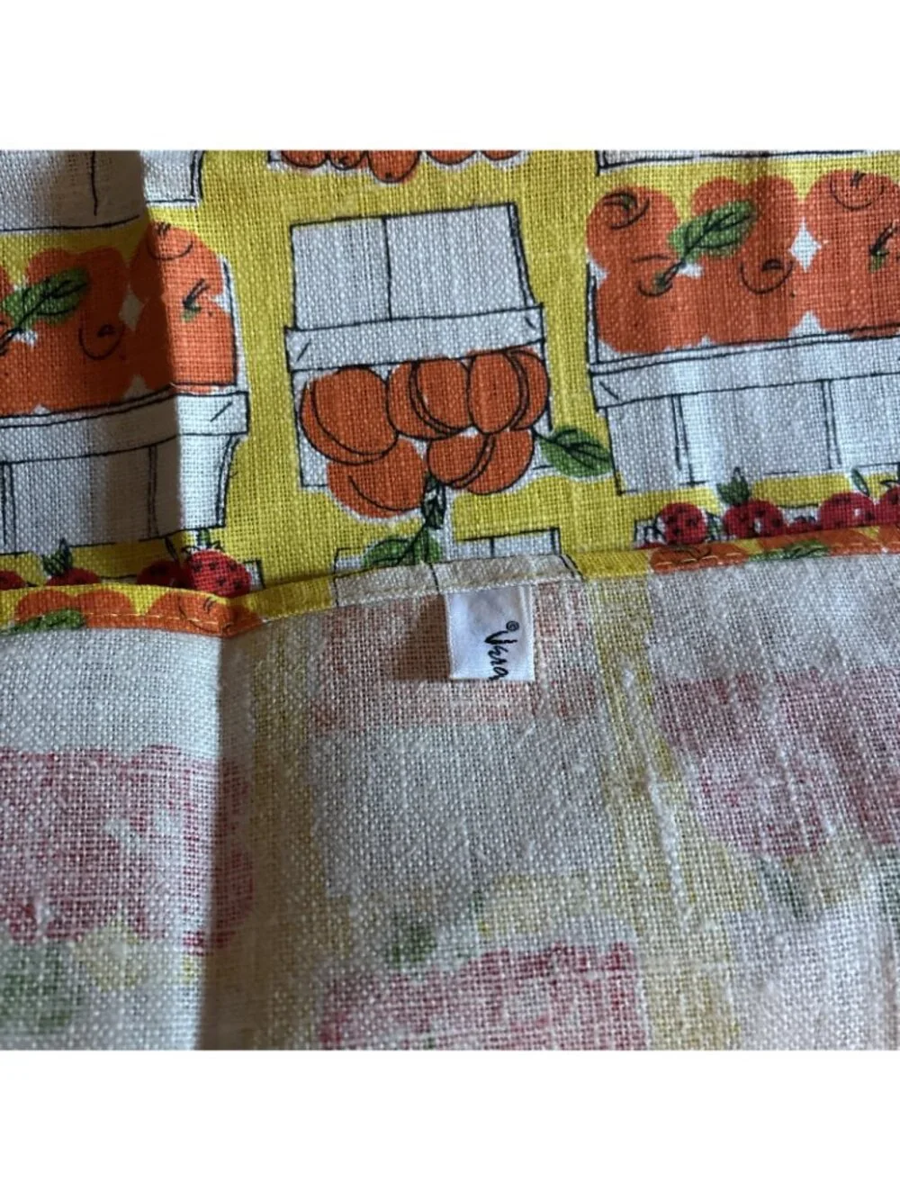 vintage vera neumann towel Kitchen Fashion All Linen Yellow Fruit NOS